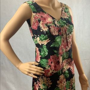 Talbots Sleeveless Dark Floral Cotton Sheath